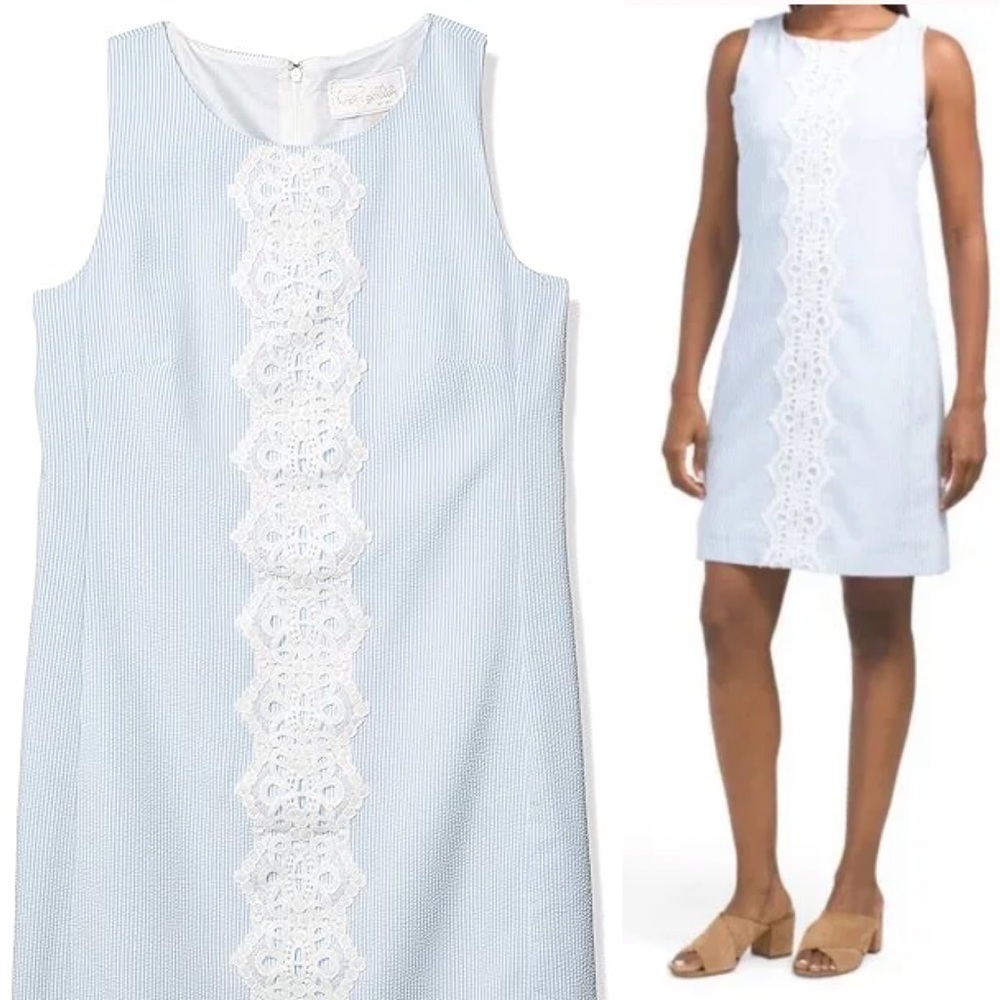 New Pappagallo SZ 4 Women's Seersucker Shift Dress